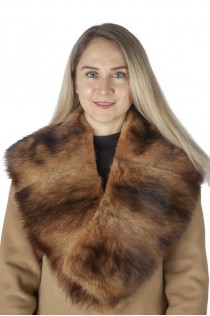 Brown polecat fur collar
